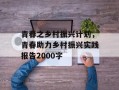 青春之乡村振兴计划，青春助力乡村振兴实践报告2000字