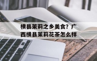 横县茉莉之乡美食？广西横县茉莉花茶怎么样