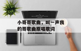 小哥哥歌曲，叫一声我的哥歌曲原唱歌词