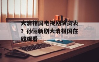 大清相国电视剧演员表？孙俪新剧大清相国在线观看