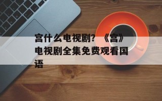 宫什么电视剧？《宫》电视剧全集免费观看国语