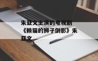 朱亚文主演的电视剧 《赖猫的狮子倒影》朱亚文