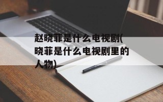 赵晓菲是什么电视剧(晓菲是什么电视剧里的人物)