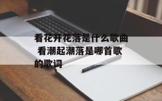 看花开花落是什么歌曲 看潮起潮落是哪首歌的歌词
