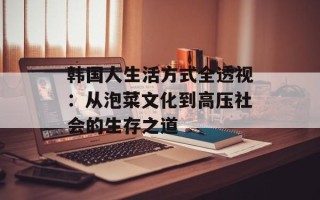 韩国人生活方式全透视：从泡菜文化到高压社会的生存之道