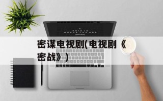 密谋电视剧(电视剧《密战》)
