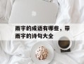 雨字的成语有哪些，带雨字的诗句大全