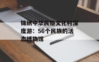 锦绣中华民俗文化村深度游：56个民族的活态博物馆