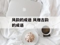 风韵的成语 风雅古韵的成语
