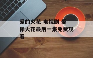 爱的火花 电视剧 爱像火花最后一集免费观看