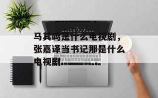 马其鸣是什么电视剧，张嘉译当书记那是什么电视剧