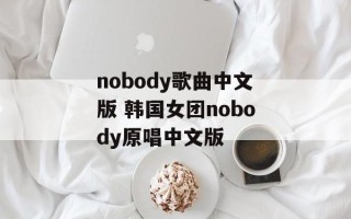 nobody歌曲中文版 韩国女团nobody原唱中文版