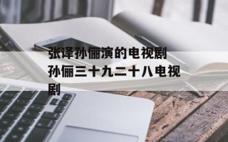 张译孙俪演的电视剧 孙俪三十九二十八电视剧