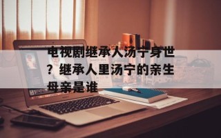 电视剧继承人汤宁身世？继承人里汤宁的亲生母亲是谁
