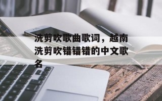 洗剪吹歌曲歌词，越南洗剪吹错错错的中文歌名