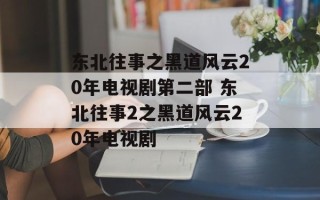 东北往事之黑道风云20年电视剧第二部 东北往事2之黑道风云20年电视剧