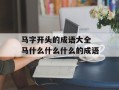 马字开头的成语大全 马什么什么什么的成语