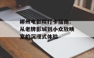 郴州电影院打卡指南：从老牌影城到小众放映室的沉浸式体验