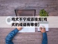 鸡犬不宁成语接龙(鸡犬的成语有哪些)